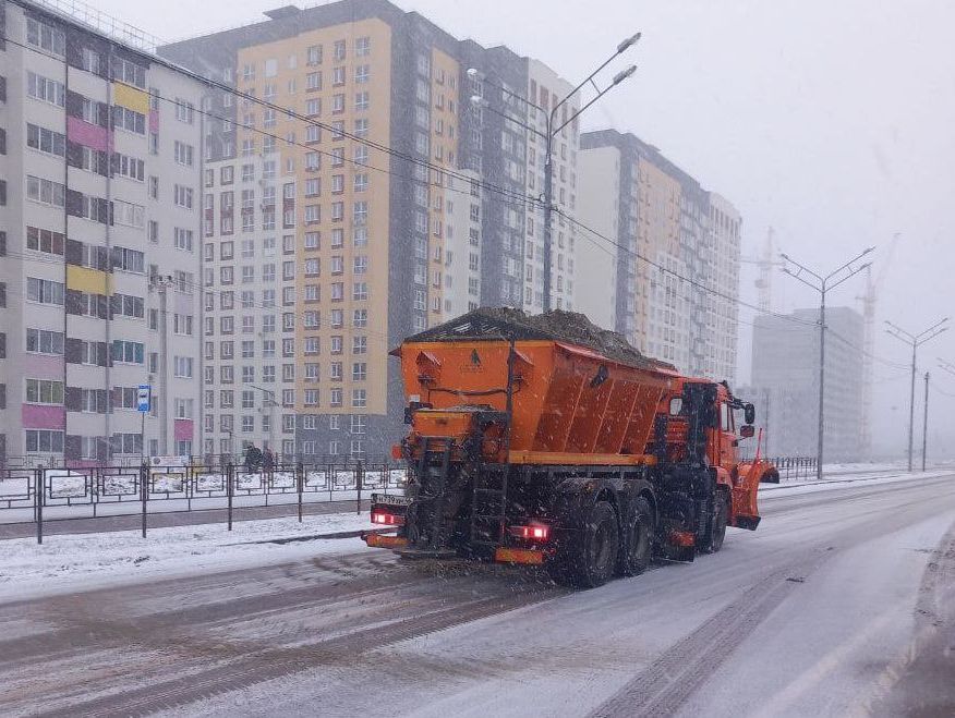 В Курске возобновился снегопад.