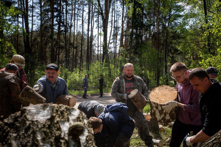 В Курске прошла акция по заготовке дров для участников СВО.